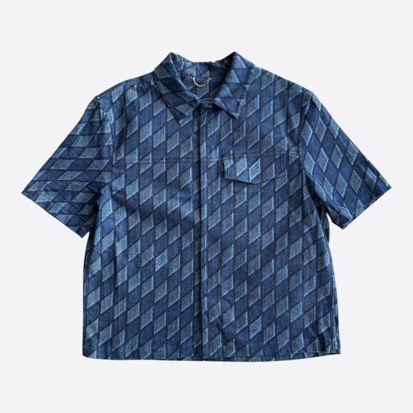 Louis Vuitton Blue Checkered Short Sleeve Button Up Shirt - Picture 1 of 8